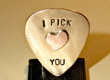 Bronze Guitar Pick with I Pick You and Special Copper Heart