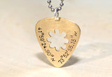 Custom cut out guitar pick pendants and necklaces