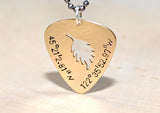 Custom cut out guitar pick pendants and necklaces