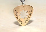 Custom cut out guitar pick pendants and necklaces
