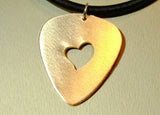 Guitar Pick Pendant with Heart Handmade from Bronze