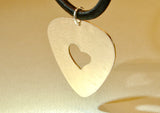 Guitar Pick Pendant with Heart Handmade from Bronze