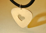 Guitar Pick Pendant with Heart Handmade from Bronze