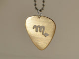 14K gold guitar pick necklace with cut out Zodiac symbol
