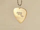 14K gold guitar pick necklace with cut out Zodiac symbol