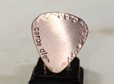 Carpe diem handmade copper guitar pick with hammered texture