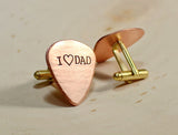 Copper guitar pick cuff links for Fathers Day and new dads