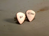 Copper guitar pick cuff links for Fathers Day and new dads