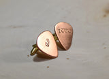 Copper guitar pick cuff links for Fathers Day and new dads