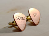 Copper guitar pick cuff links for Fathers Day and new dads
