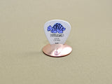 Disc guitar pick stand rocking out in copper