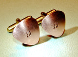 Guitar pick cuff links handmade from copper with music notes