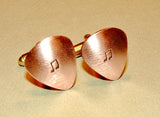 Guitar pick cuff links handmade from copper with music notes