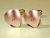 Guitar pick cuff links handmade from copper with music notes