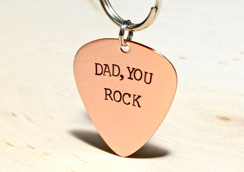 Dad Guitar Pick Copper Key Chain for a Rocking Fathers Day