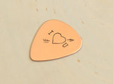 I love you copper guitar pick with arrow through the heart