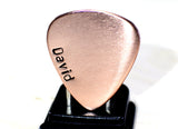 Copper guitar pick with personalized name