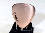 Copper guitar pick with personalized name