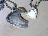 Sterling silver guitar pick and heart couples interlocking necklaces