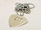 Personalized Sterling Silver Guitar Pick Pendant with Custom Letter Cut Out