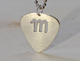 Personalized Sterling Silver Guitar Pick Pendant with Custom Letter Cut Out