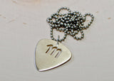 Personalized Sterling Silver Guitar Pick Pendant with Custom Letter Cut Out
