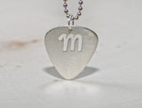 Personalized Sterling Silver Guitar Pick Pendant with Custom Letter Cut Out