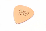 Two Hearts with Personalized Initials Copper Guitar Pick Handcrafted with Love
