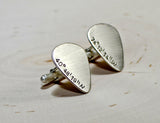 Sterling silver coordinate guitar pick cuff links with latitude and longitude