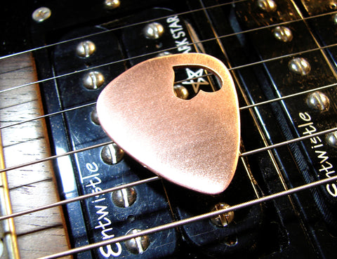Love Guitar Pick in Copper with Heart Cut Out
