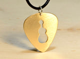 Guitar Pick Bronze Necklace with Guitar Cut Out