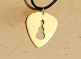Guitar Pick Bronze Necklace with Guitar Cut Out