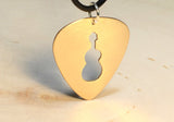 Guitar Pick Bronze Necklace with Guitar Cut Out