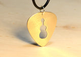 Guitar Pick Bronze Necklace with Guitar Cut Out