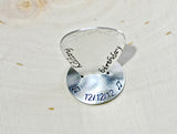Happy birthday sterling silver guitar pick and stand with hammered edge