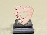 Double heart mini guitar pick in copper