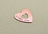 Double heart mini guitar pick in copper