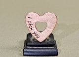 Double heart mini guitar pick in copper
