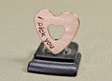 Double heart mini guitar pick in copper