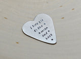 Guitar Pick Aluminum Handmade Heart Shape with Love to the Moon and Back