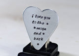 Guitar Pick Aluminum Handmade Heart Shape with Love to the Moon and Back