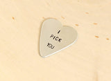 Guitar Pick I Pick You in Heart Shape Handmade from Aluminum