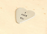 Guitar Pick I Pick You in Heart Shape Handmade from Aluminum