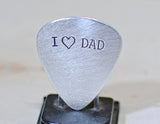 Sterling silver I love dad guitar pick for Fathers Day