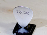 Sterling silver I love dad guitar pick for Fathers Day