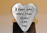 Guitar Pick Handmade from Aluminum in Heart Shape with More Love Than Words Can Say