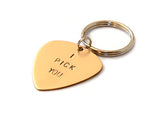 I Pick You Bronze Guitar Pick Keychain
