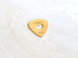 Bronze Guitar Pick I Pick You with Heart Cut Out