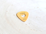 14k Gold Guitar Pick Handmade with I Pick you and Heart Cut Out