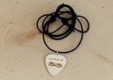 Silver Guitar Pick Necklace with Brazed Copper Infinity and I Pick You in Sterling Silver